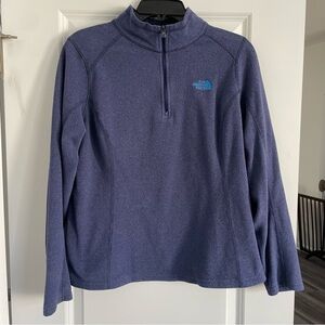 North Face blue partial zip fleece pullover top jacket Women Large EUC